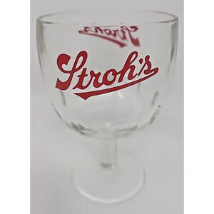 Vtg Stroh's Glass‎ Beer Goblet Thumbprint Streamed Dimples Carnival U272-7